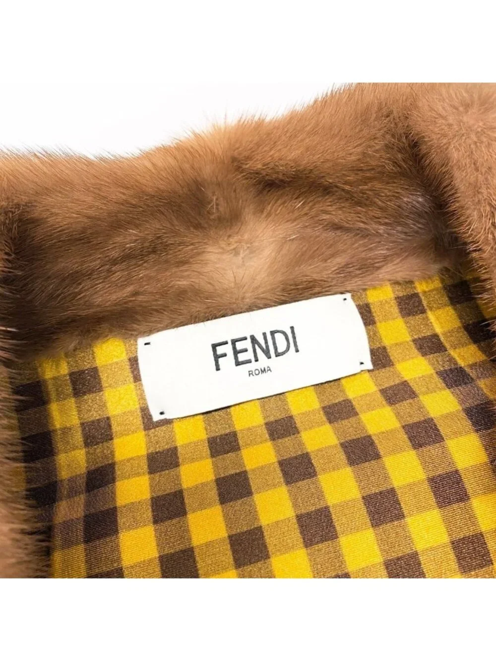 Fendi Pastel Mink Fabric Reversible Fur Coat Jacket Check 36 Brown - Picture 13 of 15